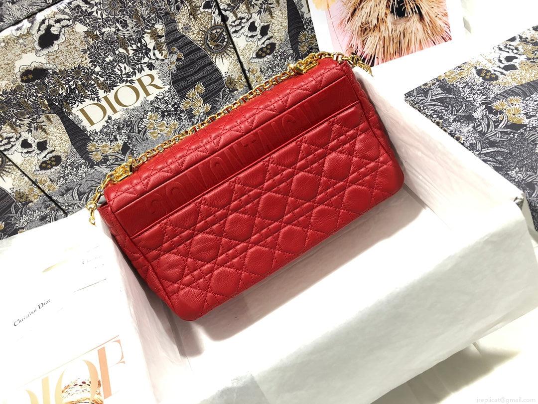 Dior M9243 Large Caro Bag Calfskin Red Gold