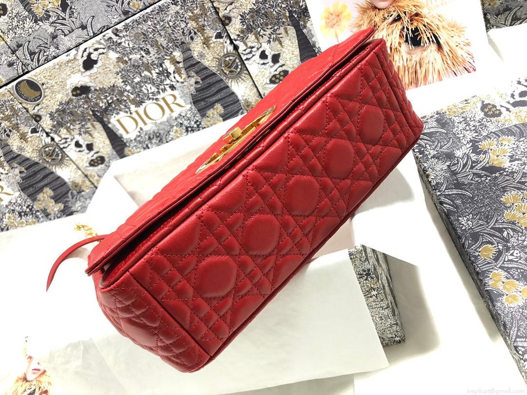 Dior M9243 Large Caro Bag Calfskin Red Gold