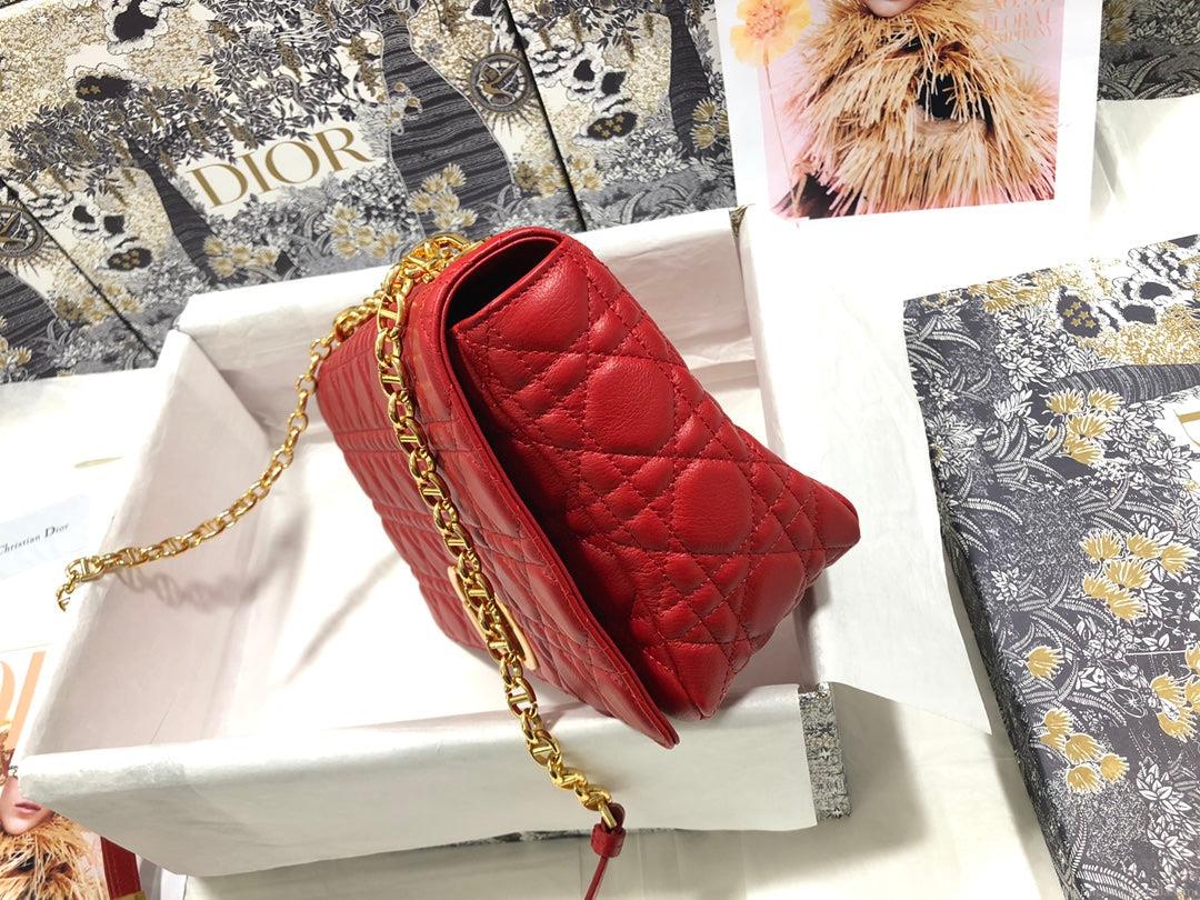 Dior M9243 Large Caro Bag Calfskin Red Gold