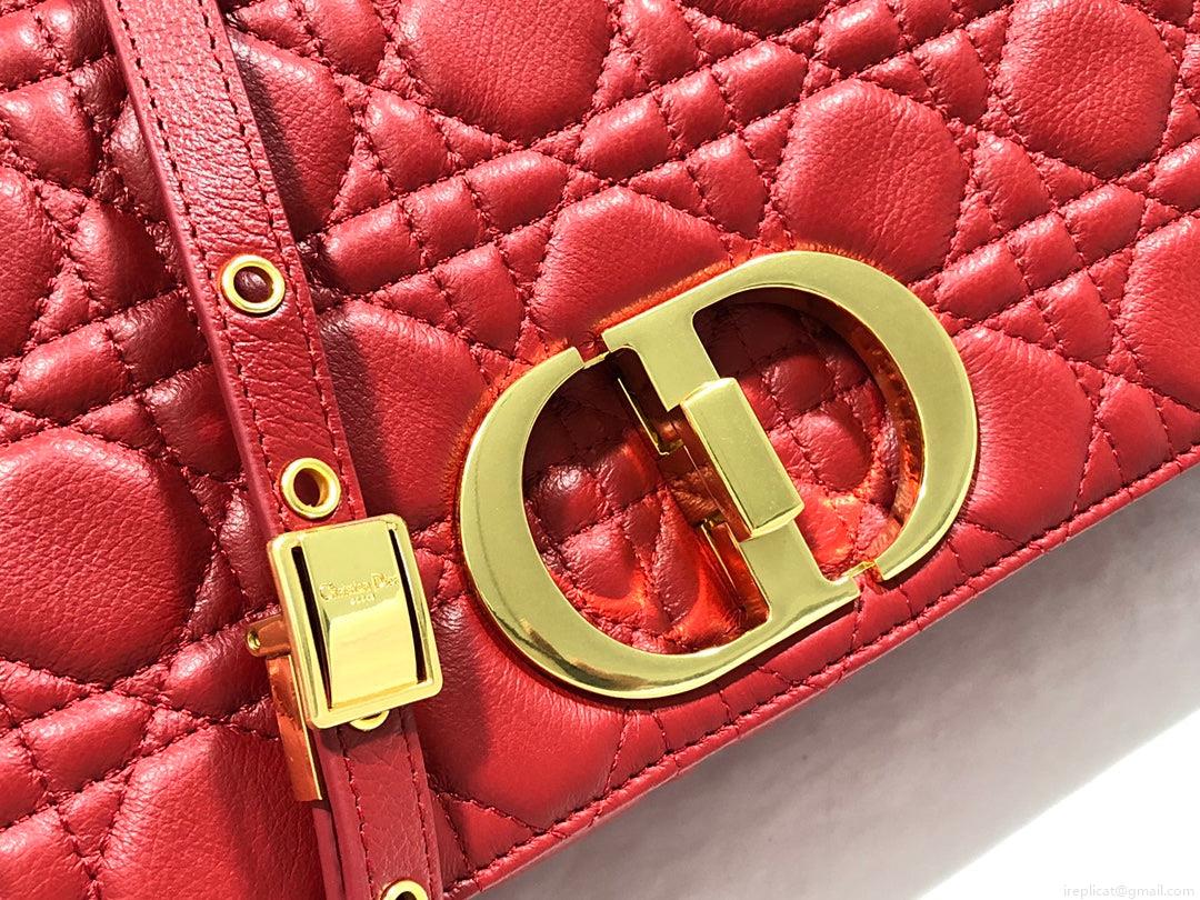 Dior M9243 Large Caro Bag Calfskin Red Gold