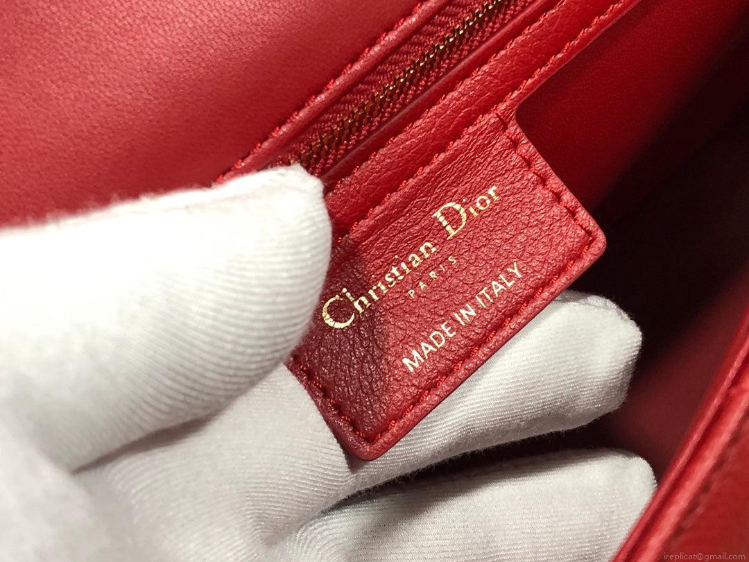 Dior M9243 Large Caro Bag Calfskin Red Gold