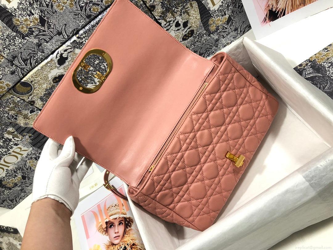 Dior Large Caro Bag M9243 Calfskin Pink Gold