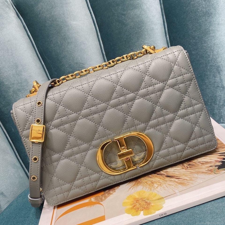 Dior Medium Caro Bag Calfskin M9242 Gray