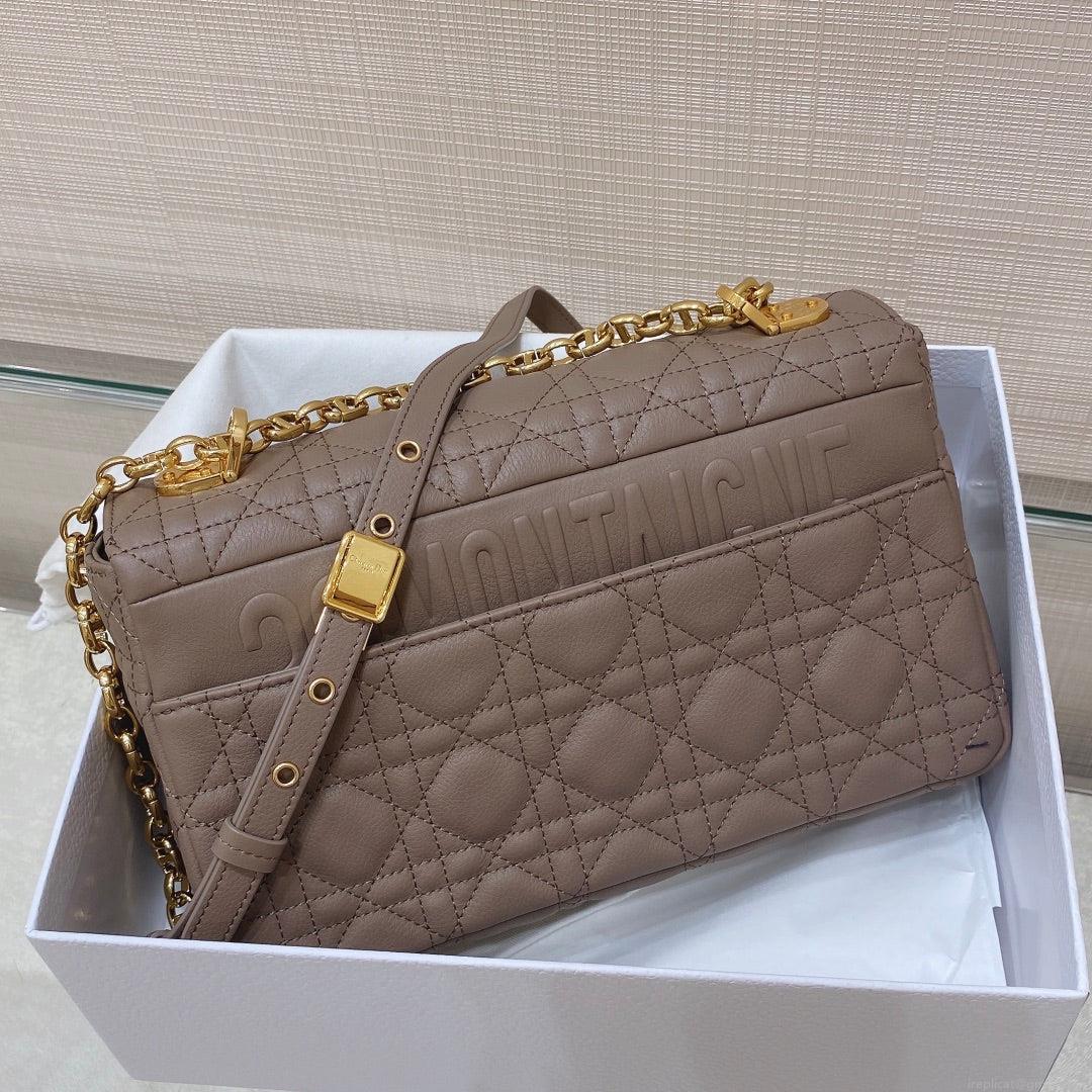 Dior Medium Caro Bag Calfskin M9242 Kakhi