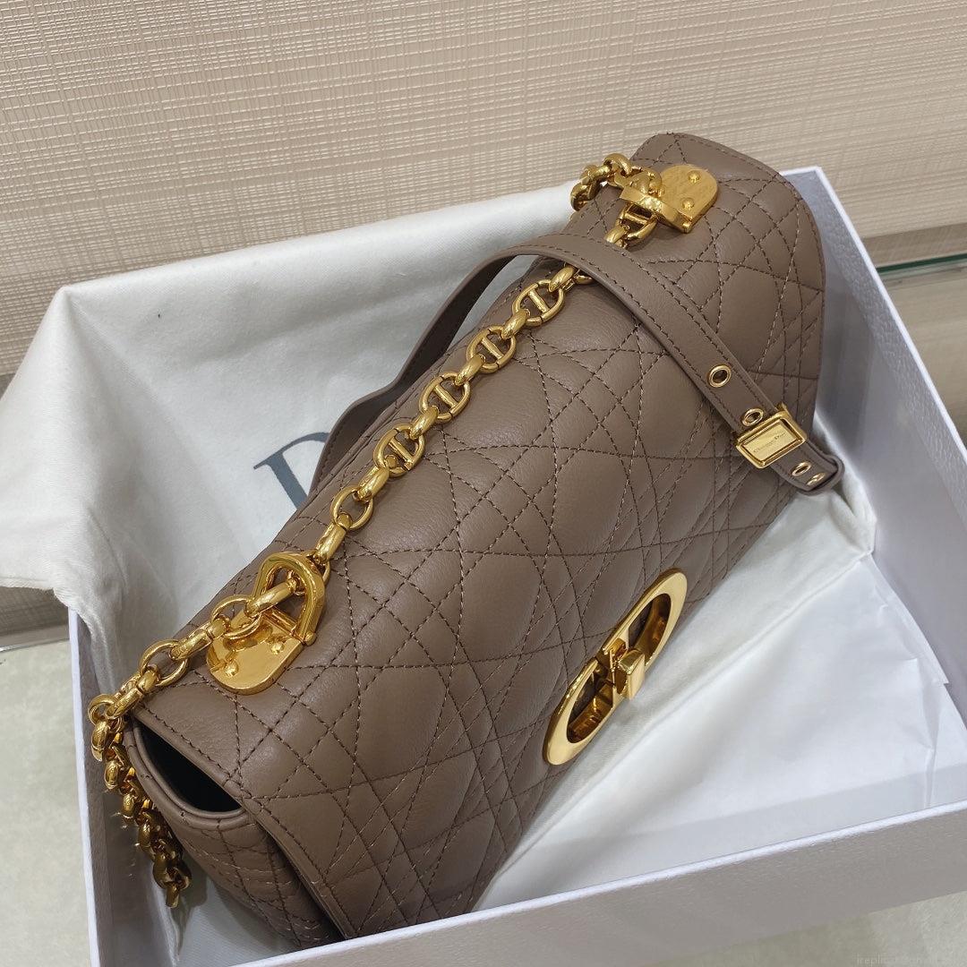 Dior Medium Caro Bag Calfskin M9242 Kakhi
