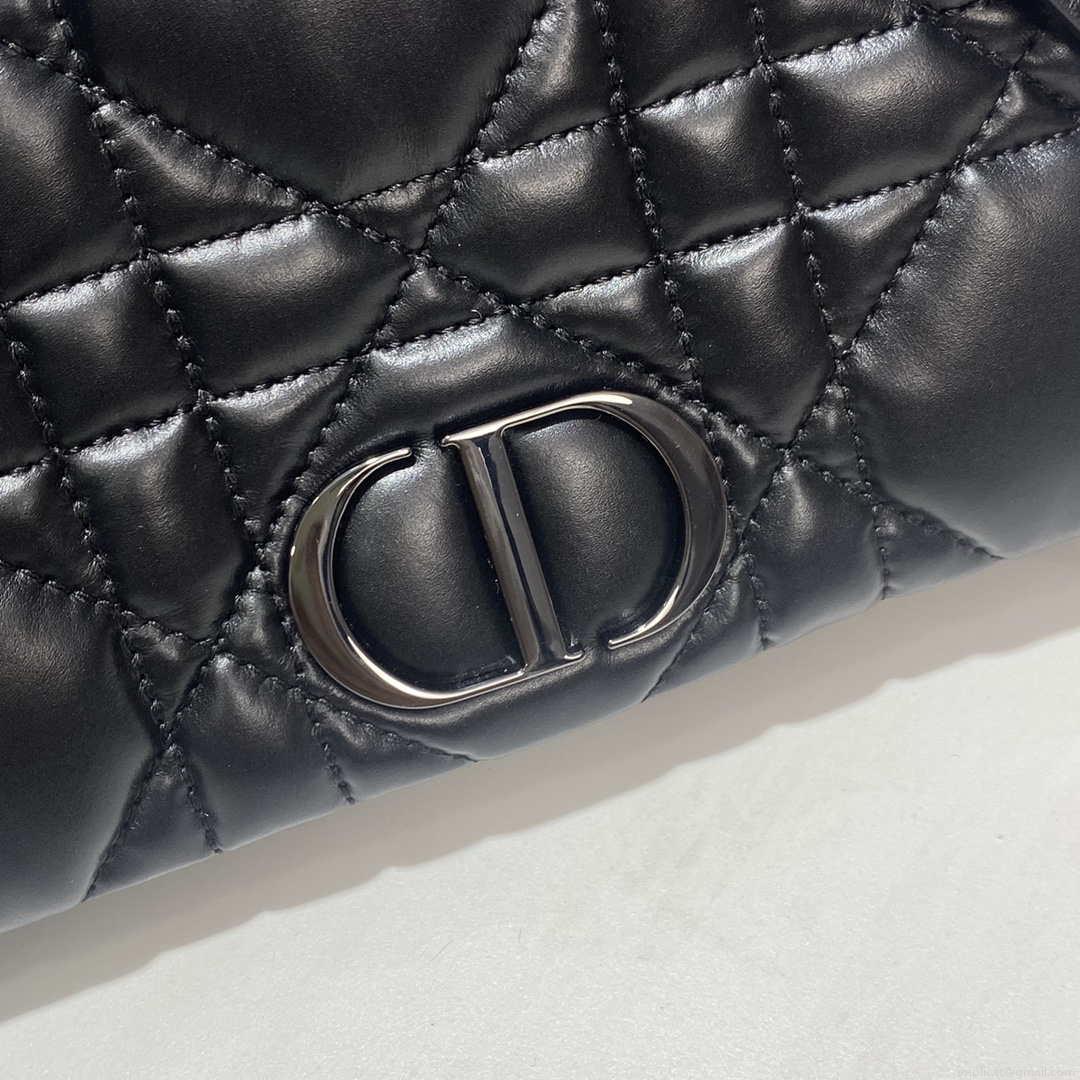 Dior S5135 Caro Macrocannage Pouch Black Quilted Macrocannage Calfskin