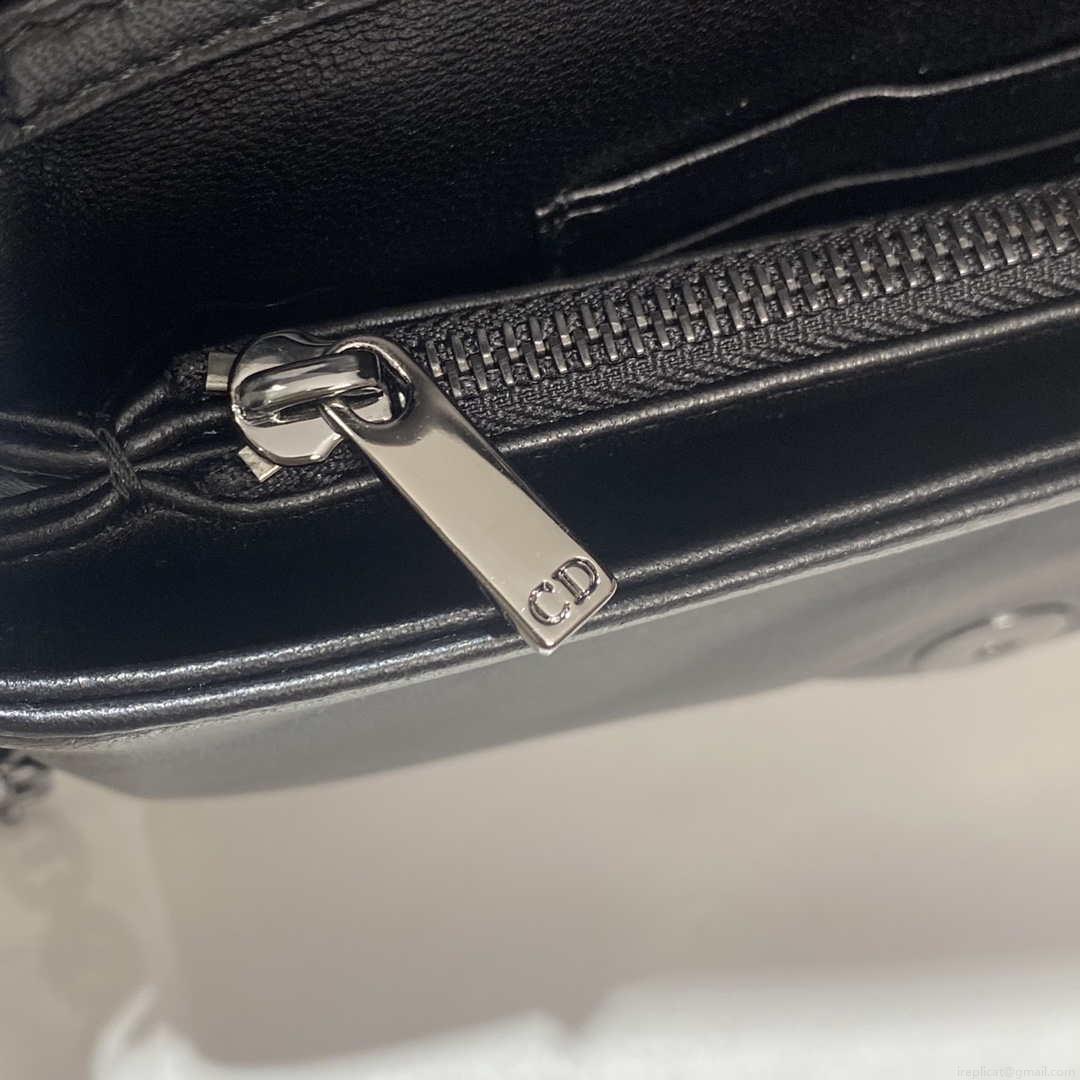 Dior S5135 Caro Macrocannage Pouch Black Quilted Macrocannage Calfskin