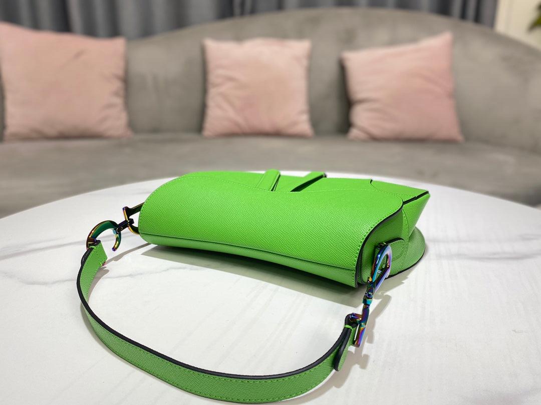 Dior M0446 Dior Saddle Bag Green Grained Calfskin Blue logo