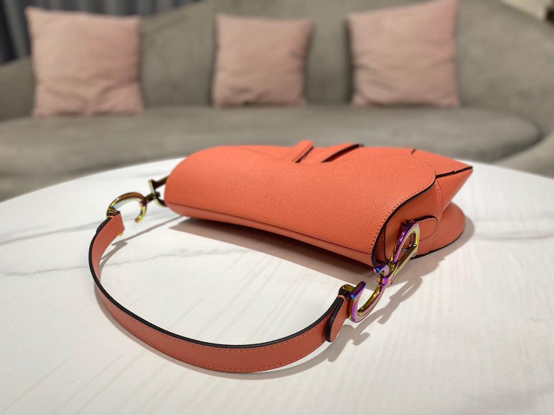 Dior M0446 Dior Saddle Bag Orange Grained Calfskin Purple logo