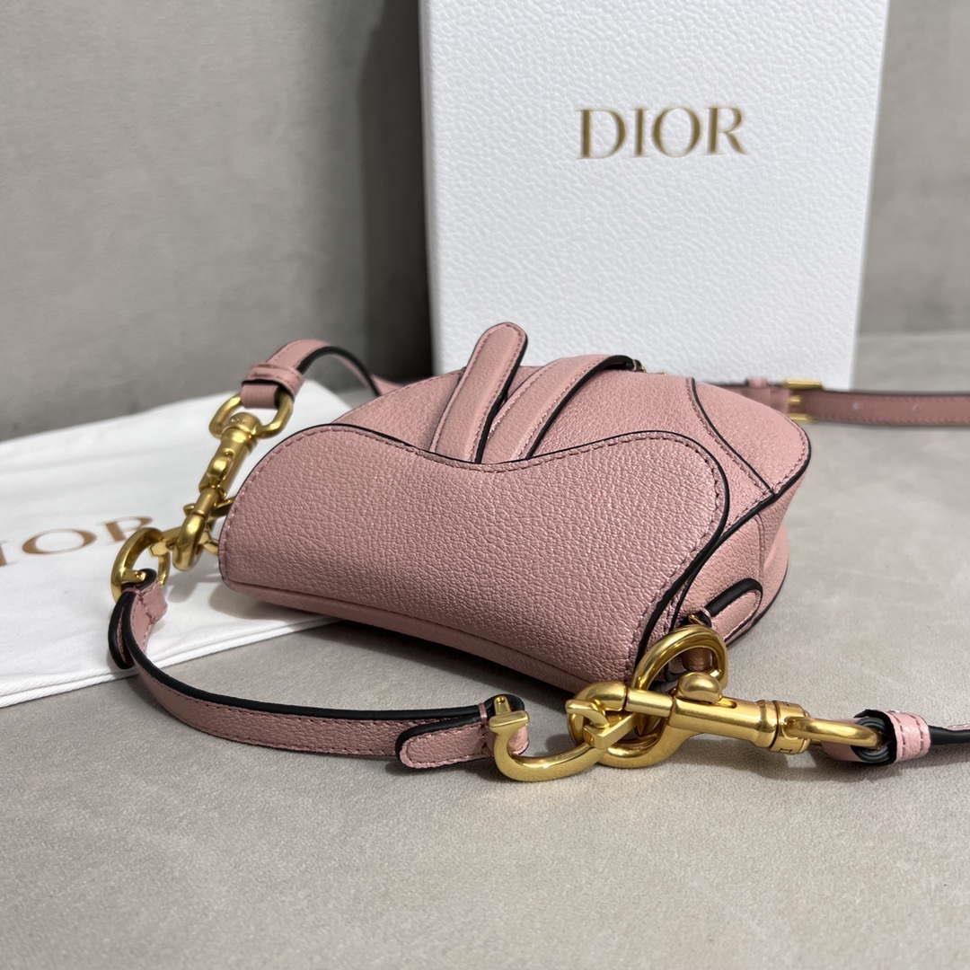 Dior S5685 Micro Saddle Bag With Strap Scarlet Pink Goatskin