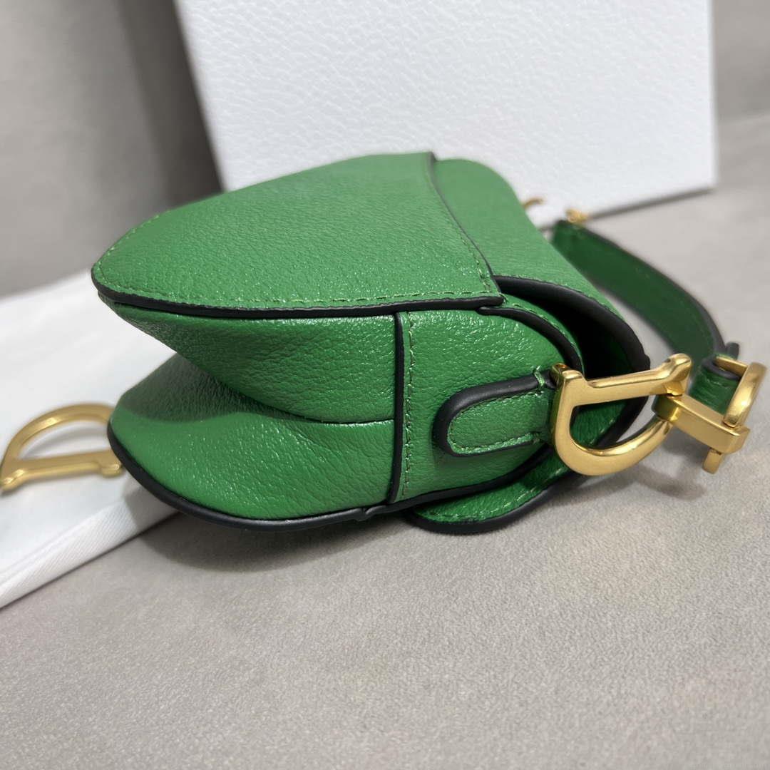 Dior S5685 Micro Saddle Bag With Strap Scarlet Green Goatskin