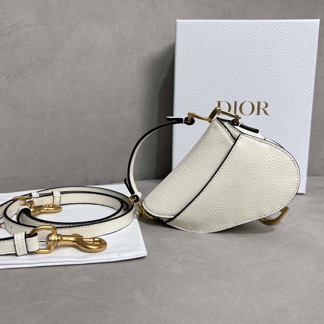 Dior S5685 Micro Saddle Bag With Strap Scarlet White Goatskin