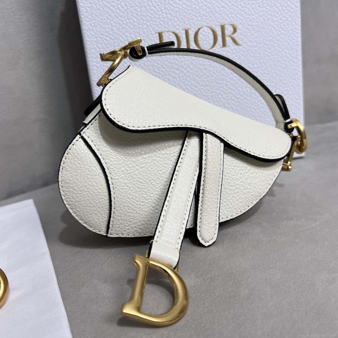 Dior S5685 Micro Saddle Bag With Strap Scarlet White Goatskin