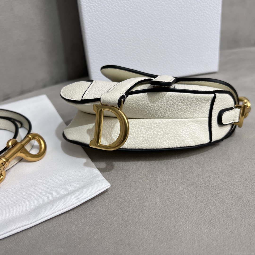 Dior S5685 Micro Saddle Bag With Strap Scarlet White Goatskin