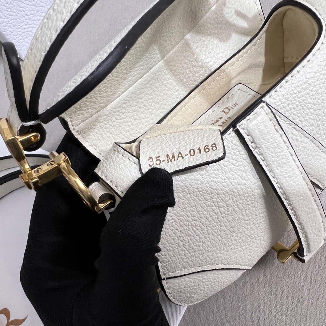 Dior S5685 Micro Saddle Bag With Strap Scarlet White Goatskin