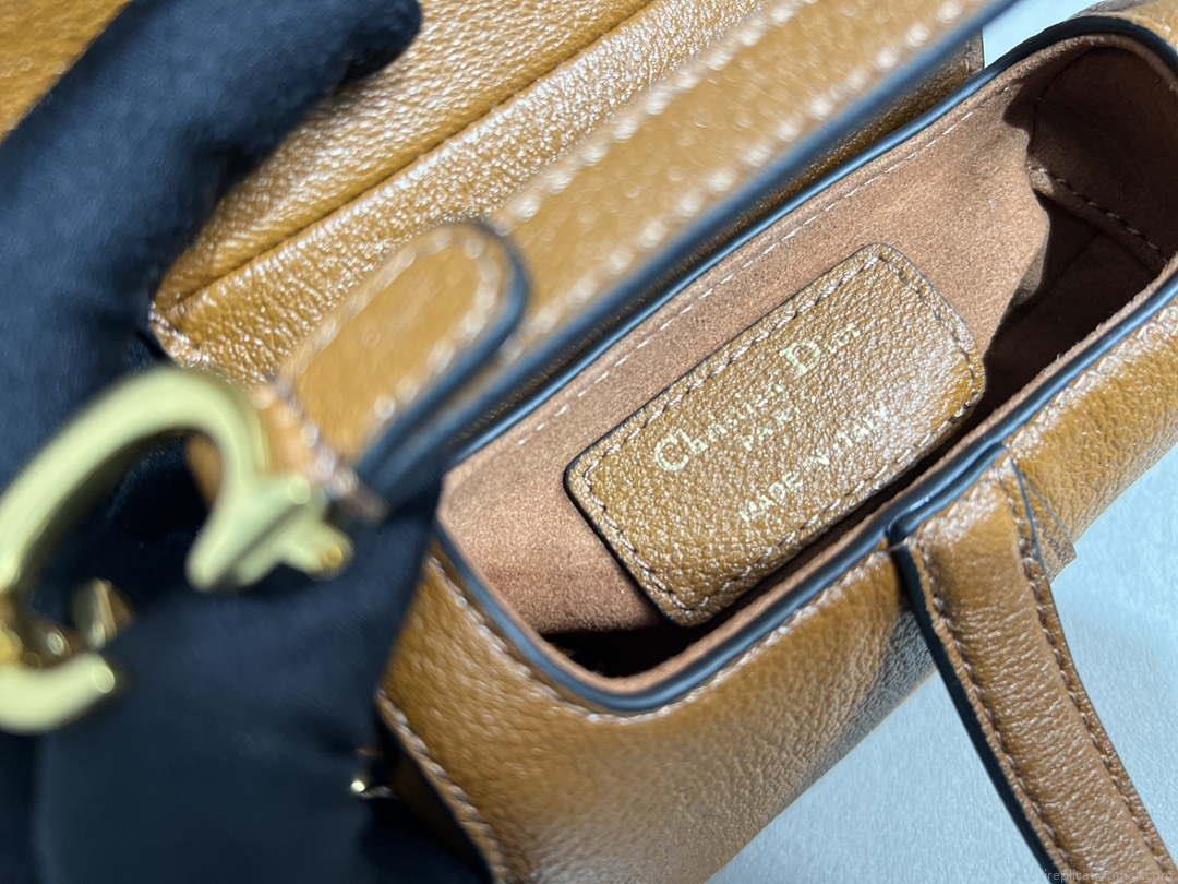 Dior S5685 Micro Saddle Bag With Strap Scarlet Brown Goatskin