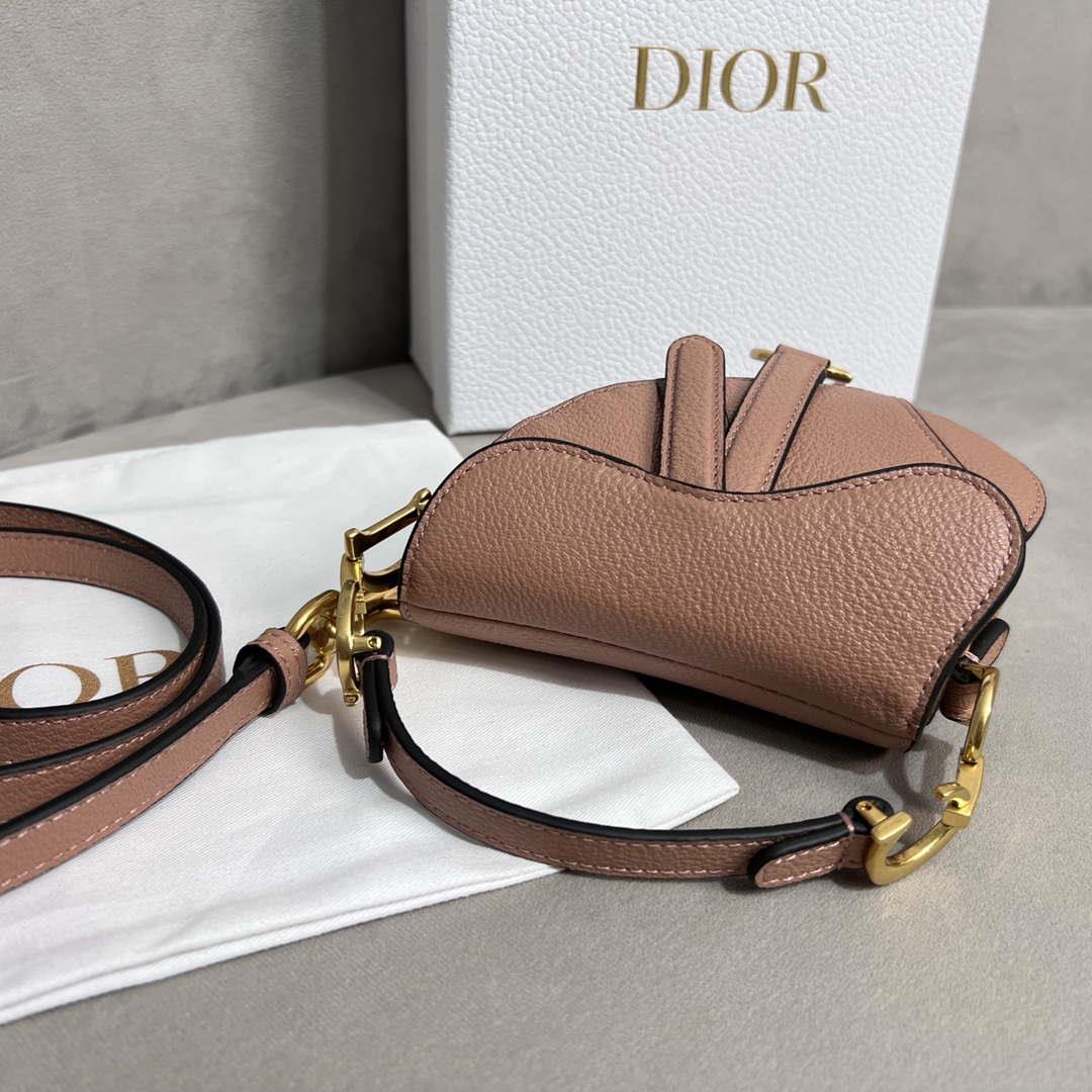 Dior S5685 Micro Saddle Bag With Strap Scarlet Nude Goatskin