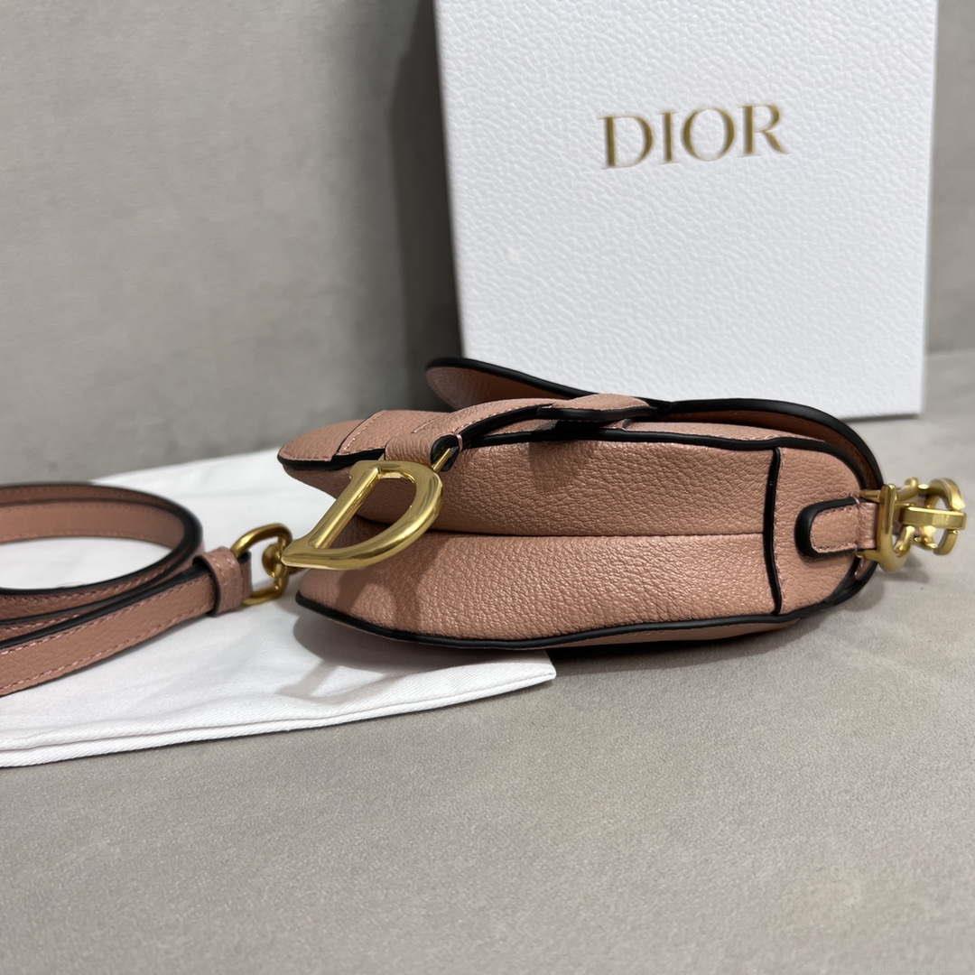 Dior S5685 Micro Saddle Bag With Strap Scarlet Nude Goatskin