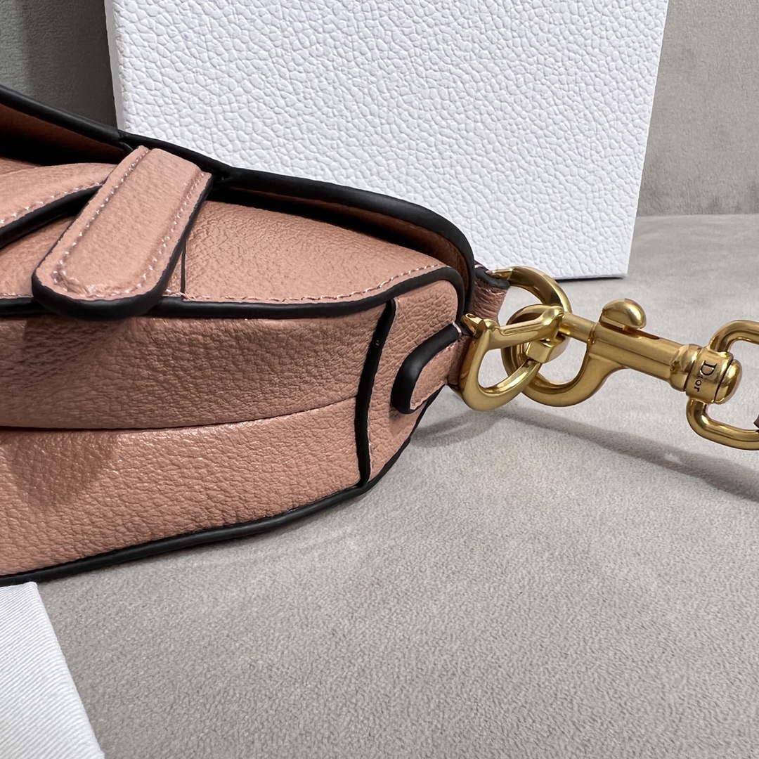 Dior S5685 Micro Saddle Bag With Strap Scarlet Nude Goatskin