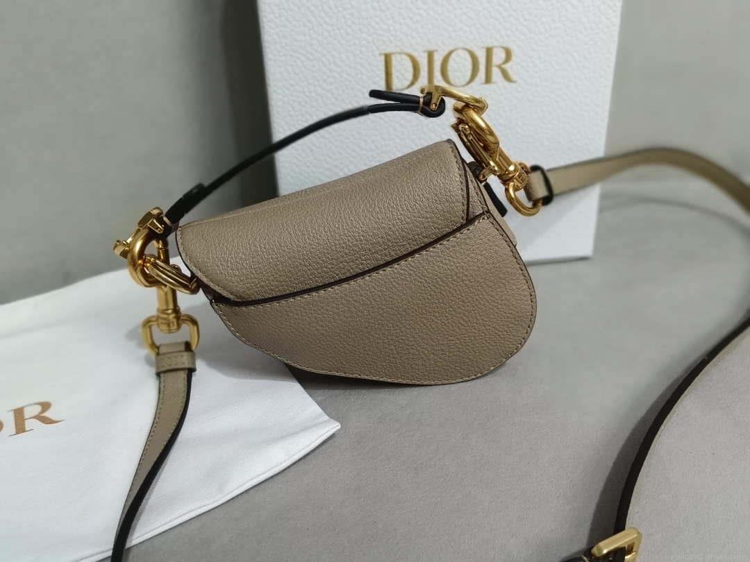 Dior S5685 Micro Saddle Bag With Strap Scarlet Light Gray Goatskin