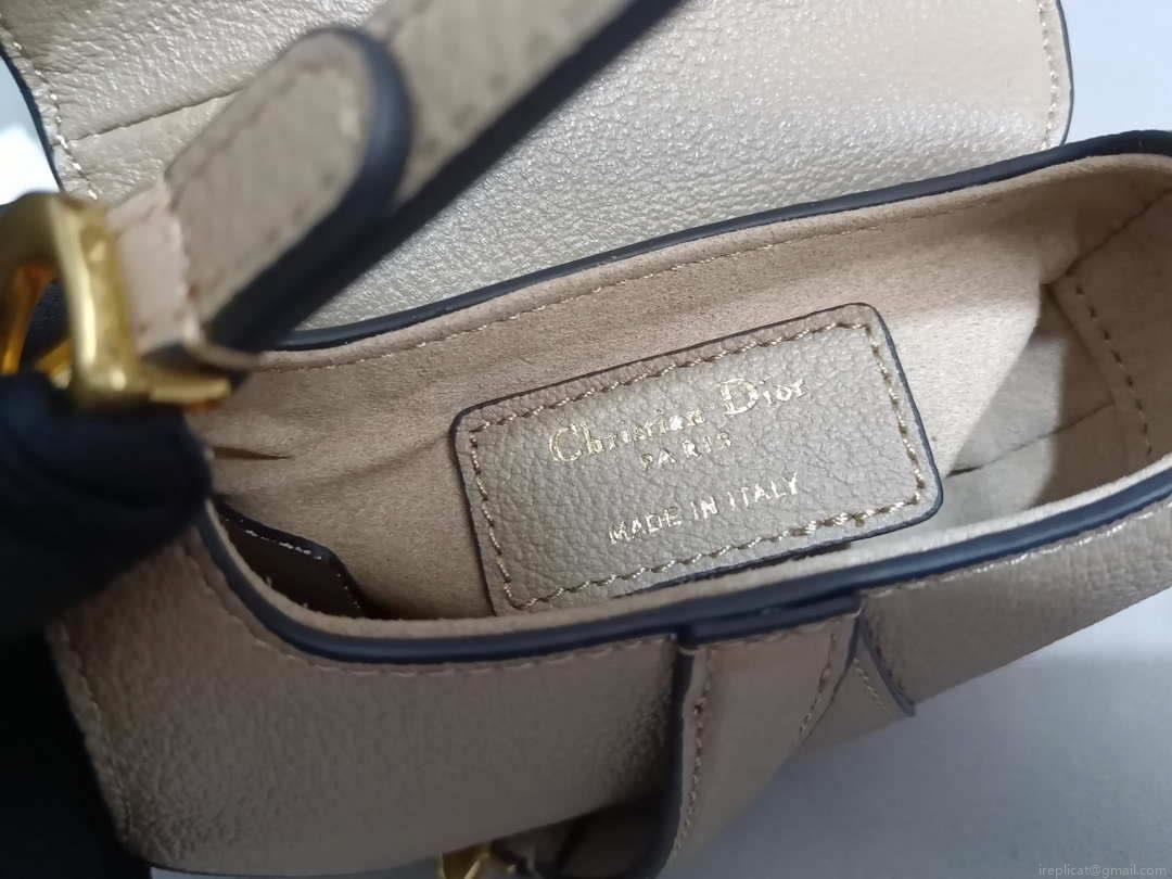 Dior S5685 Micro Saddle Bag With Strap Scarlet Light Gray Goatskin