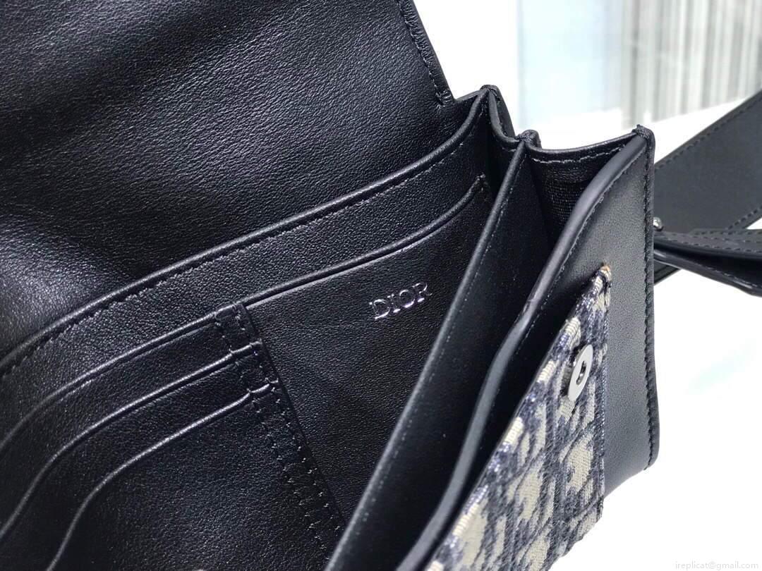 Dior 2GACA321 Elite Shoulder Pouch Beige And Black Jacquard Canvas Calfskin