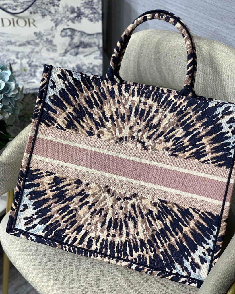 Dior Book Tote M1286 Black Multicolor Tie Dior Embroidery