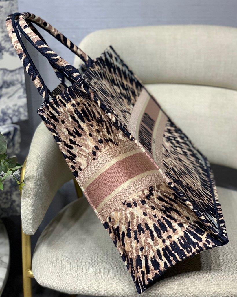 Dior Book Tote M1286 Black Multicolor Tie Dior Embroidery