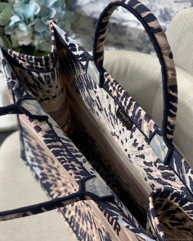 Dior Book Tote M1286 Black Multicolor Tie Dior Embroidery