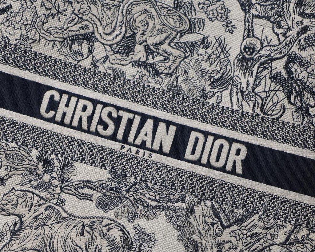 Dior Book Tote M1286 Black Toile de Jouy Embroidery
