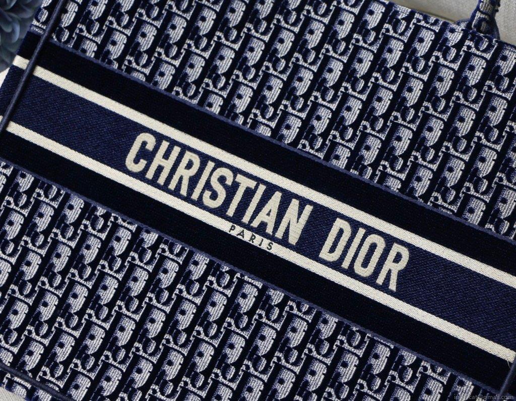 Dior Book Tote M1286 Blue Dior Oblique Velvet