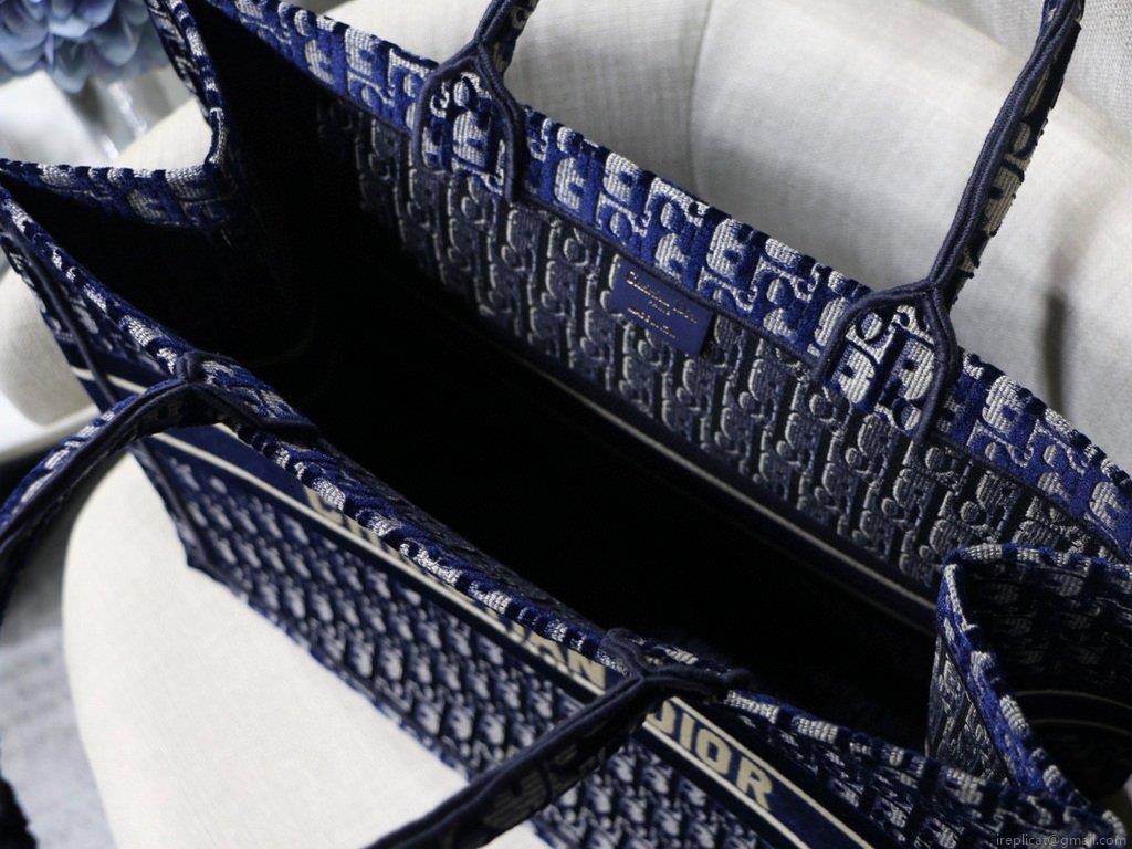 Dior Book Tote M1286 Blue Dior Oblique Velvet