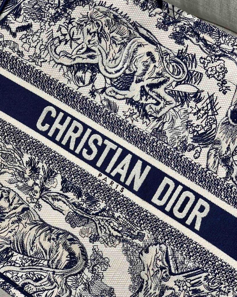 Dior Book Tote M1286 Blue Toile de Jouy Embroidery