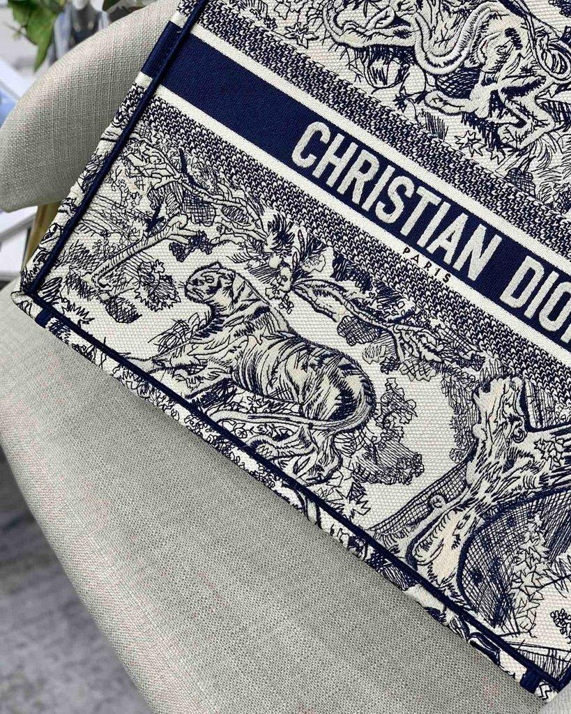 Dior Book Tote M1286 Blue Toile de Jouy Embroidery