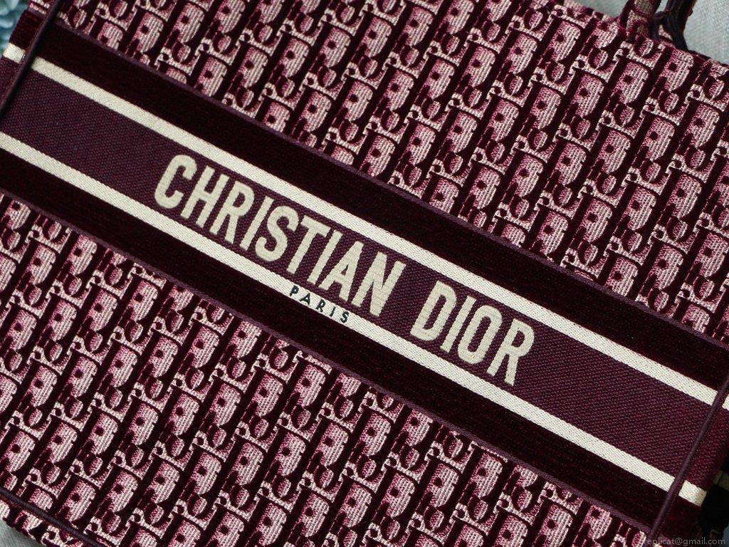 Dior Book Tote M1286 Burgundy Dior Oblique Embroidery