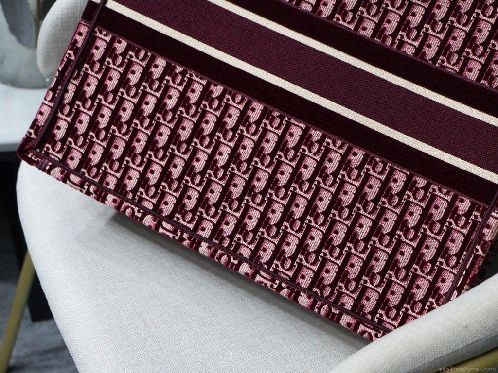 Dior Book Tote M1286 Burgundy Dior Oblique Embroidery