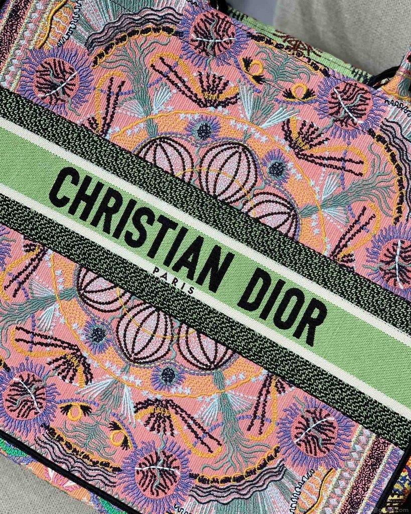 Dior Book Tote M1286 Pink Multicolor Dior In Lights Embroidery