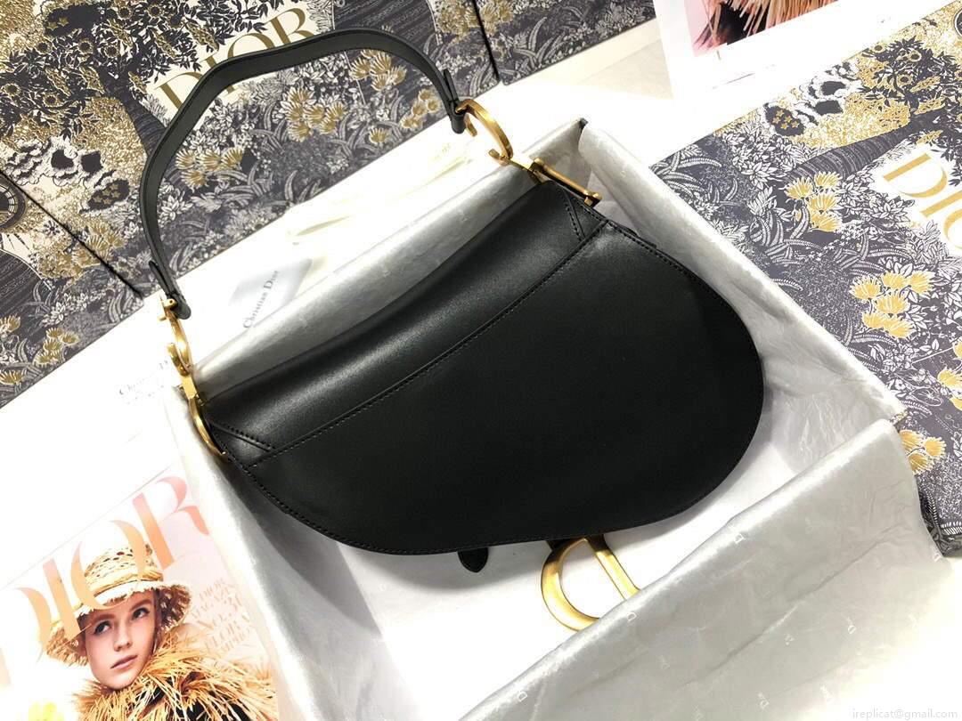 Dior M0446 Dior Saddle Bag M0447 Black Goatskin