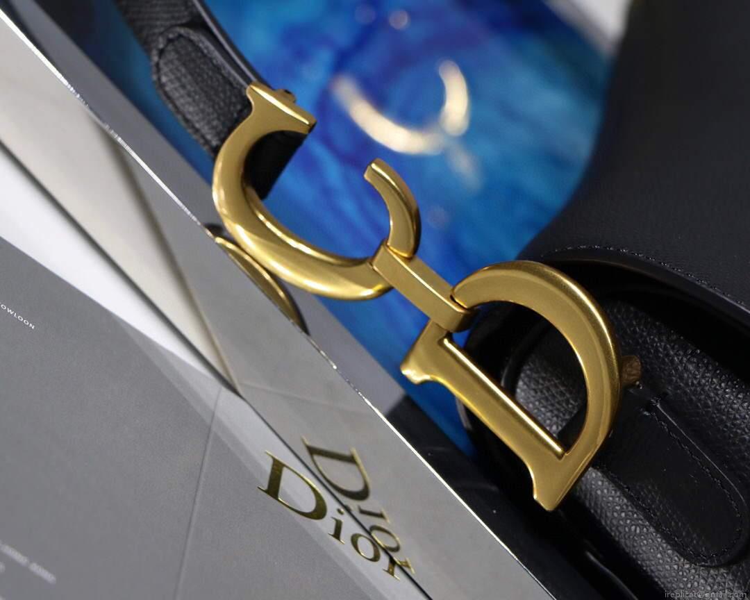 Dior M0446 Dior Saddle Bag M0447 Black Grained Calfskin