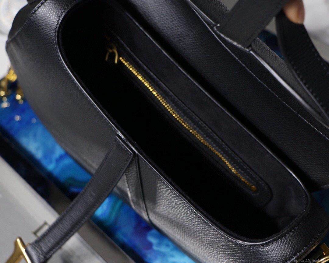 Dior M0446 Dior Saddle Bag M0447 Black Grained Calfskin