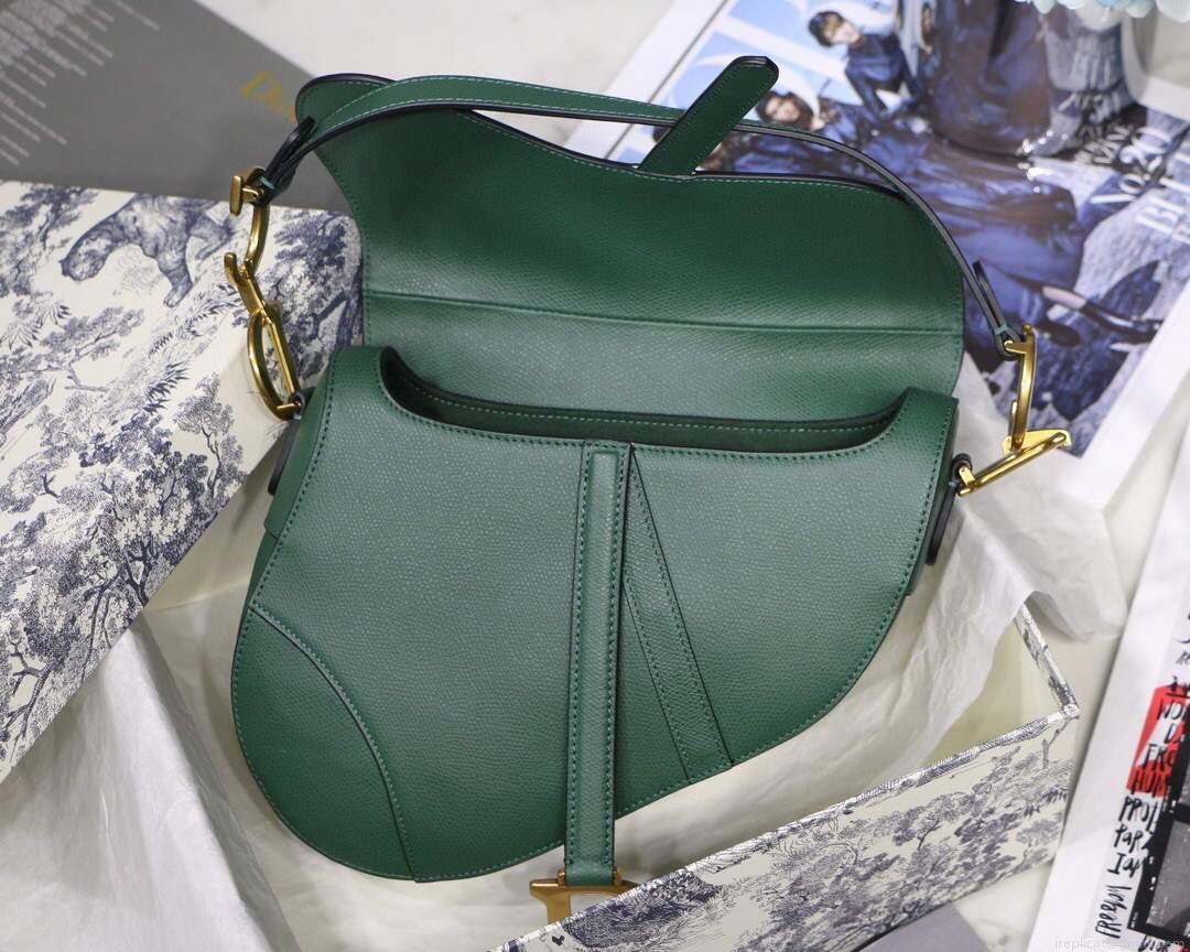 Dior M0446 Dior Saddle Bag M0447 Green Grained Calfskin