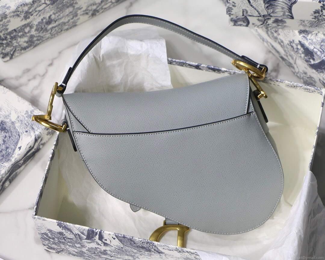 Dior M0446 Dior Saddle Bag M0447 Grey Grained Calfskin