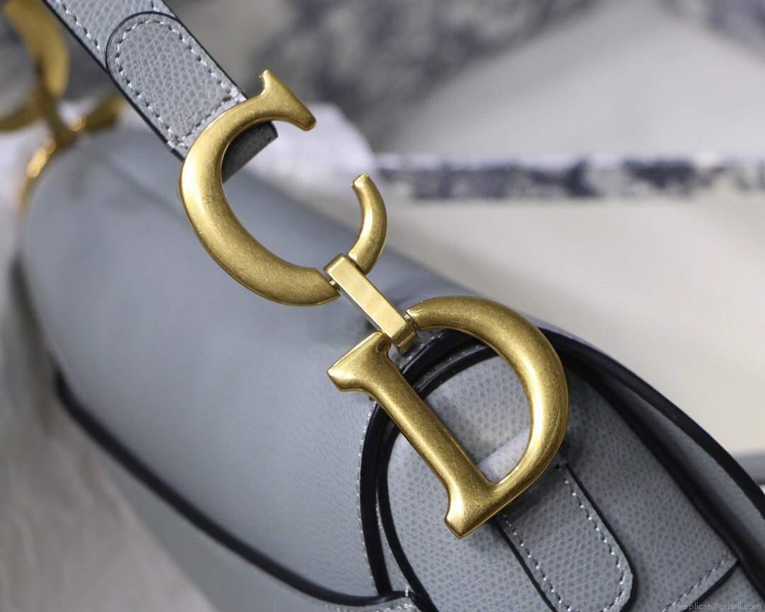 Dior M0446 Dior Saddle Bag M0447 Grey Grained Calfskin