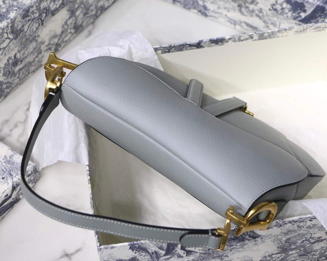 Dior M0446 Dior Saddle Bag M0447 Grey Grained Calfskin