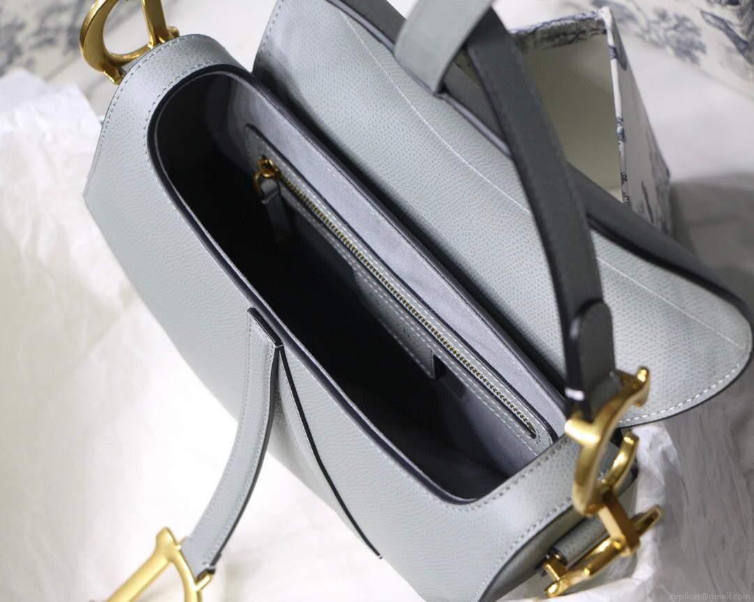 Dior M0446 Dior Saddle Bag M0447 Grey Grained Calfskin
