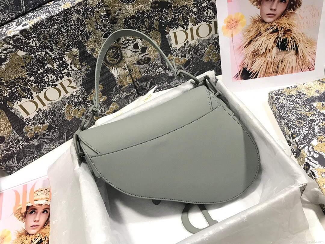 Dior M0446 Dior Saddle Bag M0447 Grey Grained Calfskin with Gray Hardware