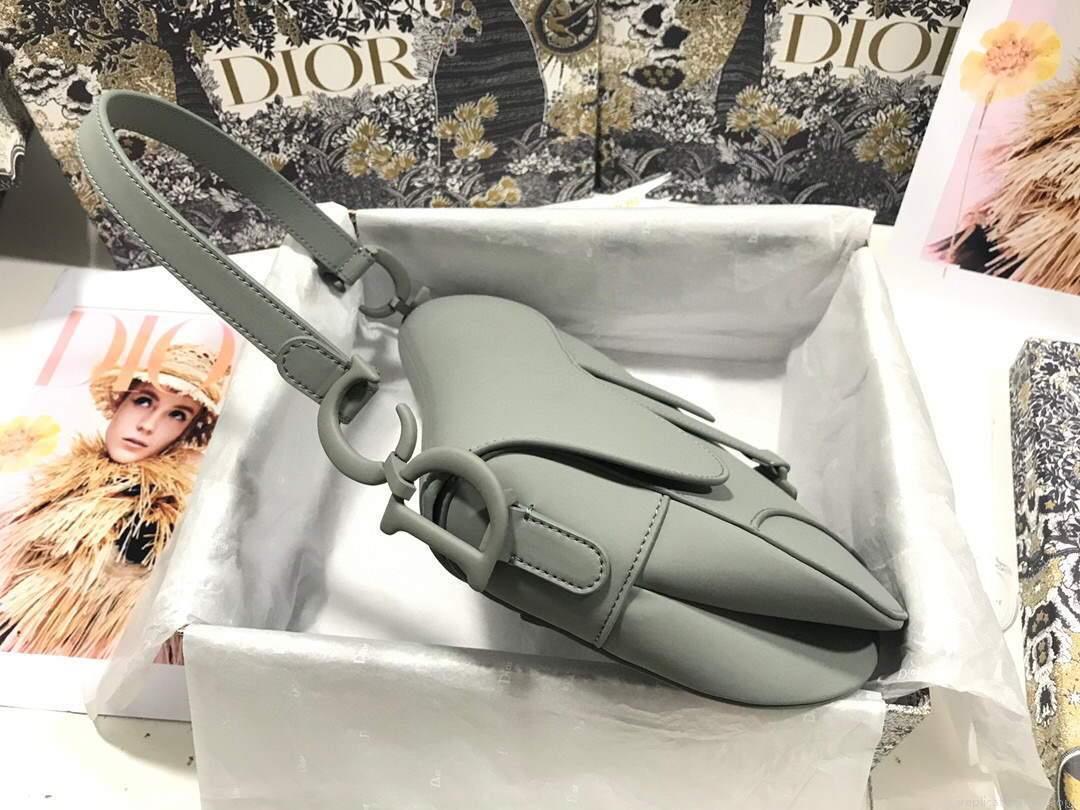 Dior M0446 Dior Saddle Bag M0447 Grey Grained Calfskin with Gray Hardware