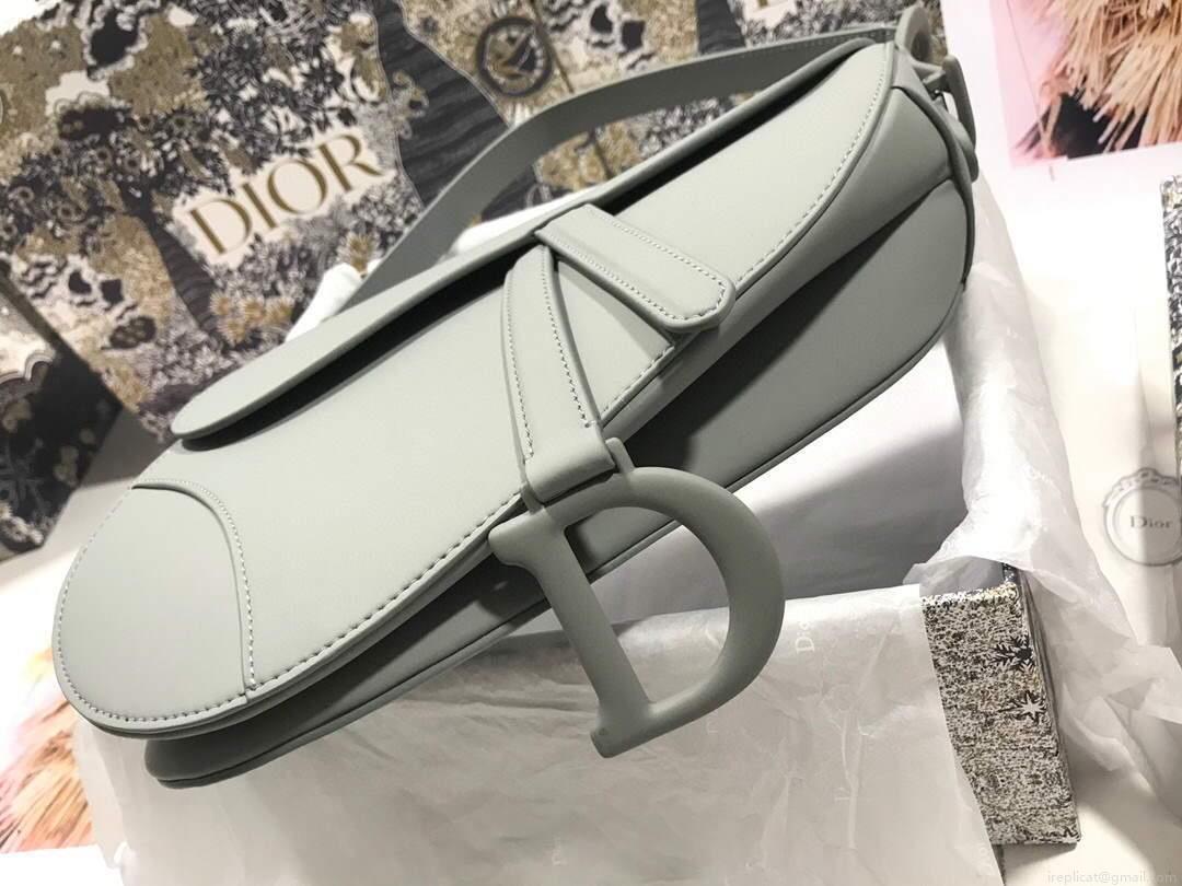 Dior M0446 Dior Saddle Bag M0447 Grey Grained Calfskin with Gray Hardware