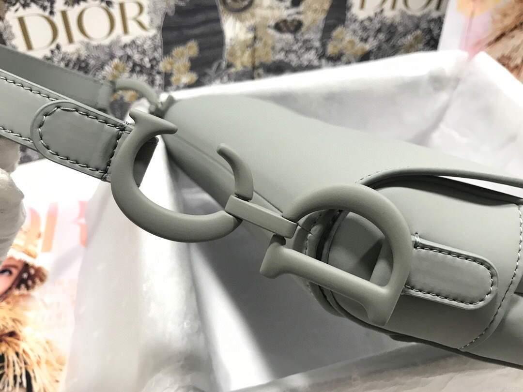 Dior M0446 Dior Saddle Bag M0447 Grey Grained Calfskin with Gray Hardware