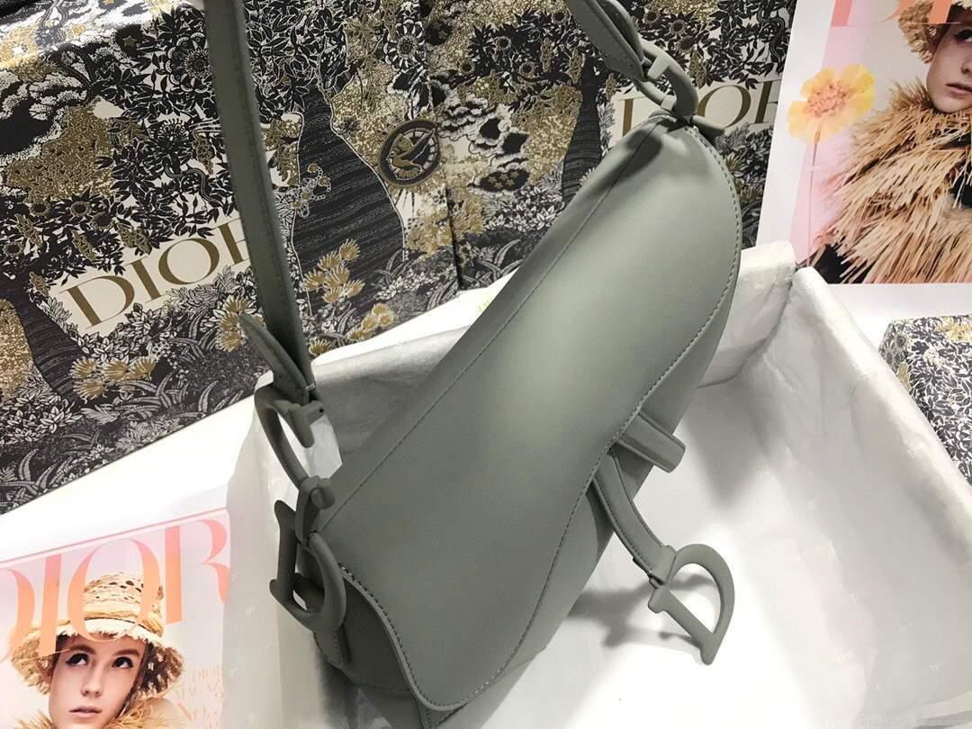 Dior M0446 Dior Saddle Bag M0447 Grey Grained Calfskin with Gray Hardware
